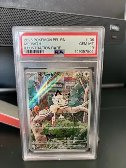 Pokemon 2025 Meowth 106/094 Illustration Rare Phantasmal Flames GEM MINT PSA 10 - Image 1