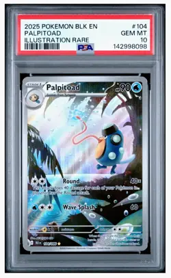 2025 Pokemon Palpitoad 104/86 Illustration Rare Black Bolt SIR PSA 10 LOW POP - Image 1