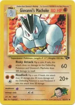 Giovanni's Machoke 42/132 Gym Challenge Set Unlimited 2000 Pokemon Card - LP - Image 1