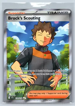 BROCK'S SCOUTING 179/159 ULTRA RARE JOURNEY TOGETHER POKEMON NM - Image 1