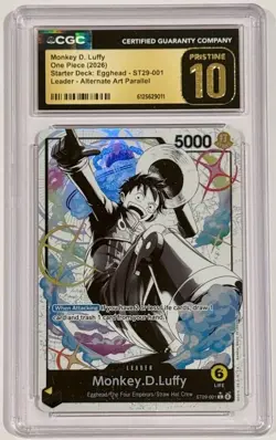 2026 One Piece Monkey D. Luffy ST29-001 Egghead Black White Alternate Art CGC 10 - Image 1