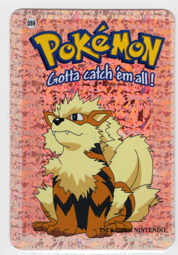 RARE Arcanine #059 Vintage Pokemon Vending Prism Holo Sticker Card 2000 Nintendo - Image 1