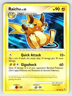 Raichu 77/147 2009 Supreme Victors Set Pokemon Card TCG Non Holo Uncommon - Lp - Image 1