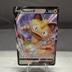 Pokemon Meowth V Full Art Promo Holo SWSH004 Sword & Shield Basic 180 HP Card - Image 1