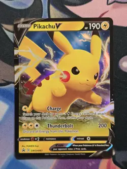 Pokemon 2021 Pikachu v SWSH061 Sword & Shield Black Star Promo Card - Image 1