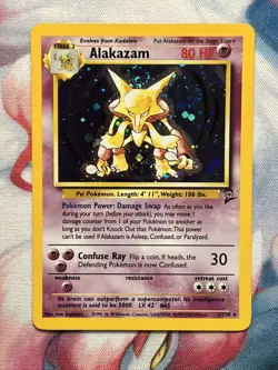 Alakazam Base Set 2 1/130 Holo Perfect Swirl LP+/NM- Rare Vintage Pokemon Card - Image 1