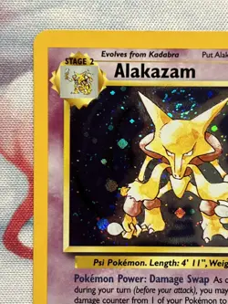 Alakazam Base Set 2 1/130 Holo Perfect Swirl LP+/NM- Rare Vintage Pokemon Card - Image 3