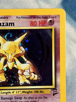Alakazam Base Set 2 1/130 Holo Perfect Swirl LP+/NM- Rare Vintage Pokemon Card - Image 4