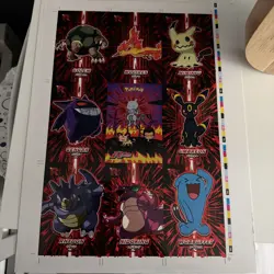 Pokemon 2024 Card Database Team Rocket Red Holo Uncut Sheet- Gengar, Umbreon - Image 1