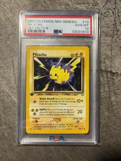 PIKACHU 1ST EDITION POKEMON NEO GENESIS 2000 70/111 PSA 10 - POP 407 - Image 1