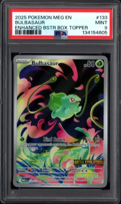 PSA 9 Bulbasaur 133/132 Mega Evolution Promo Enhanced Booster Box Topper POKEMON - Image 1