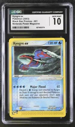 CGC 10 Kyogre ex 2003 Black Star Promos 001 Nintendo Power Magazine Pokemon Card - Image 1