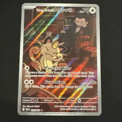Team Rocket’s Meowth 203/182 IR ⭐ Destined Rivals Illustration Rare Pokemon NM/M - Image 1