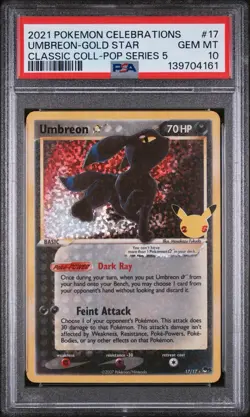 2021 Pokemon Celebrations Umbreon Gold Star 17/17 Graded PSA 10 GEM MINT - Image 1