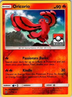 Oricorio - 14/145 (Pokemon League) 014/145 Pokemon TCG NM Reverse Holo - Image 1