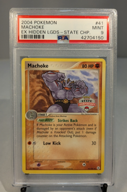 2004 Pokemon EX Hidden Legends Machoke #41 State Championships Promo PSA 9 - Image 1