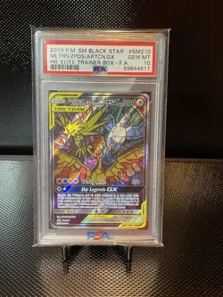 2019 PM SM Black Star Pokemon Moltres Zapdos Articuno GX SM210 Tag Team PSA 10 - Image 1