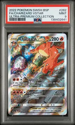 2022 POKEMON SWSH BLACK STAR PROMO #262 FULL ART/CHARIZARD VSTAR PSA 9 - Image 1