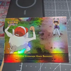 2000 Topps Pokemon EP24 Primeape Goes Bananas Rainbow Foil - Image 1