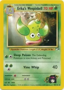 Erika's Weepinbell 49/132 Gym Heroes Set Unlimited 2000 Pokemon Card - LP - Image 1