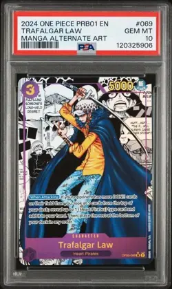 One Piece Trafalgar Law Manga Alt Art OP05-069 PRB-01 Premium Booster PSA 10 - Image 1