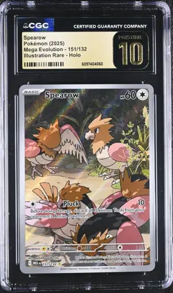 CGC Pristine 10 Spearow 151/132 Illustration Rare Mega Evolution Pokemon Card - Image 1