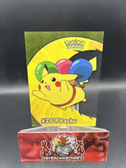 2000 Topps Pokemon TV Animation Edition Chrome Pikachu Balloons PCI Holo Card - Image 1