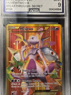 Pokemon Mewtwo EX TCG Full Art Holo Rare Card Breakthrough-Secret 164/162 - Image 3