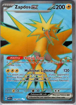 Zapdos ex 192/165 SV: Scarlet & Violet 151 - Pokemon Card - NM - Image 1