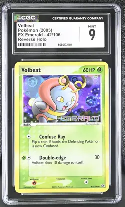 CGC 9 MINT Volbeat 2005 EX Emerald 42/106 Reverse Holo Stamped Pokemon Card - Image 1