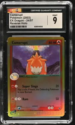 CGC 9 MINT Camerupt 2003 EX Dragon 24/97 Reverse Holo Pokemon Card - Image 1