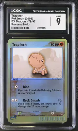 CGC 9 MINT Trapinch 2003 EX Dragon 79/97 Reverse Holo Pokemon Card - Image 1