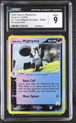 CGC 9 Team Aqua's Mightyena EX Team Magma Vs 30/95 Reverse Holo Pokemon Card - Image 1