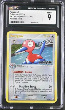 CGC 9 MINT Porygon2 EX Delta Species 25/113 Reverse Holo Stamped Pokemon Card - Image 1