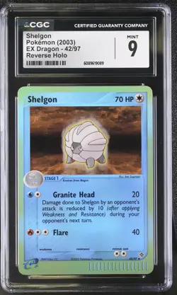 CGC 9 MINT Shelgon 2003 EX Dragon 42/97 Reverse Holo Pokemon Card - Image 1