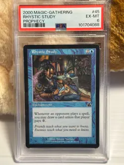 Rhystic Study Prophecy MTG Magic Regular Common Blue Enchantment 45/143 PSA 6 - Image 1