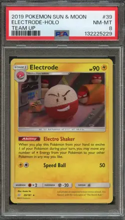PM - 2019 - POKEMON SUN & MOON TEAM UP - TEAM UP - #39 - ELECTRODE-HOLO - PSA 8 - Image 1