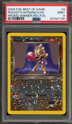 Pokemon Rocket's Hitmonchan Best of Game Winner Reverse Holo Promo #9 PSA 9 Mint - Image 1