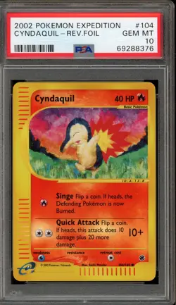 Pokemon Cyndaquil Expedition Reverse Holo #104 PSA 10 Gem Mint - Image 1