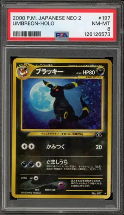Pokemon Umbreon Neo 2 Japanese Holo Rare #197 SCRATCHED SLAB PSA 8 - Image 1