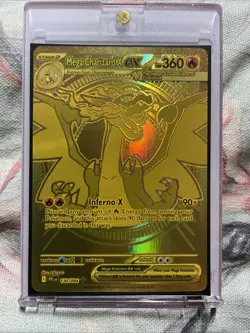 Pokemon Gold Mega Charizard X ex 130/094 Phantasmal Flames Mega Ultra Rare - Image 1