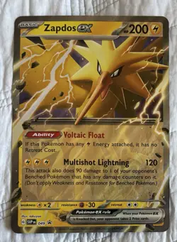 Pokemon Zapdos ex 49 Scarlet & Violet JUMBO OVERSIZED Holo Black Star Promo Rare - Image 1