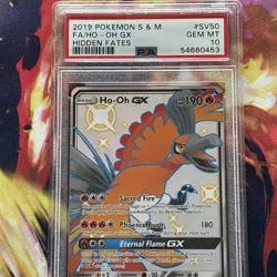 2019 POKEMON SUN & MOON HIDDEN FATES #SV50 FULL ART/HO-OH GX PSA 10 - Image 3