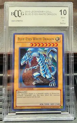 2010 Legendary Coll Yu-Gi-Oh Blue Eyes White Dragon BCCG 10 Mint - Image 1