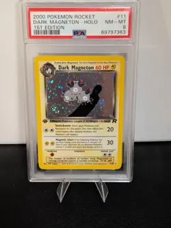 2000 POKEMON ROCKET 1ST EDITION #11 DARK MAGNETON-HOLO PSA 8 Swirl 🍥 - Image 1