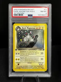 2000 POKEMON TEAM ROCKET FIRST EDITION #11/82 DARK MAGNETON HOLO PSA 8 - Image 1
