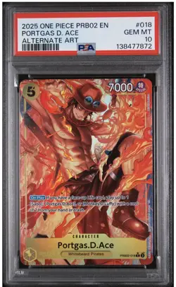 One Piece - Premium Booster Vol. 2 Portgas.D.Ace PRB02-018 Alt Art PSA 10 ACE - Image 1