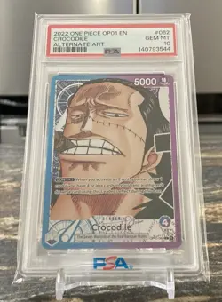 Romance Dawn One Piece Crocodile OP01-062 Alt Art Leader PSA 10 GEM MT - Image 2