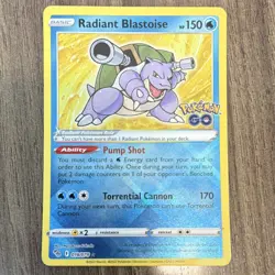 Pokemon Radiant Blastoise Radiant Rare Holo 018/078 Pokemon GO 150 HP Basic - Image 1