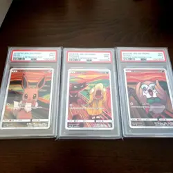 PSA 9 Pokemon Munch The Scream Psyduck 286 Rowlet 290 Eevee 287/SM-P Set 3 Japan - Image 2